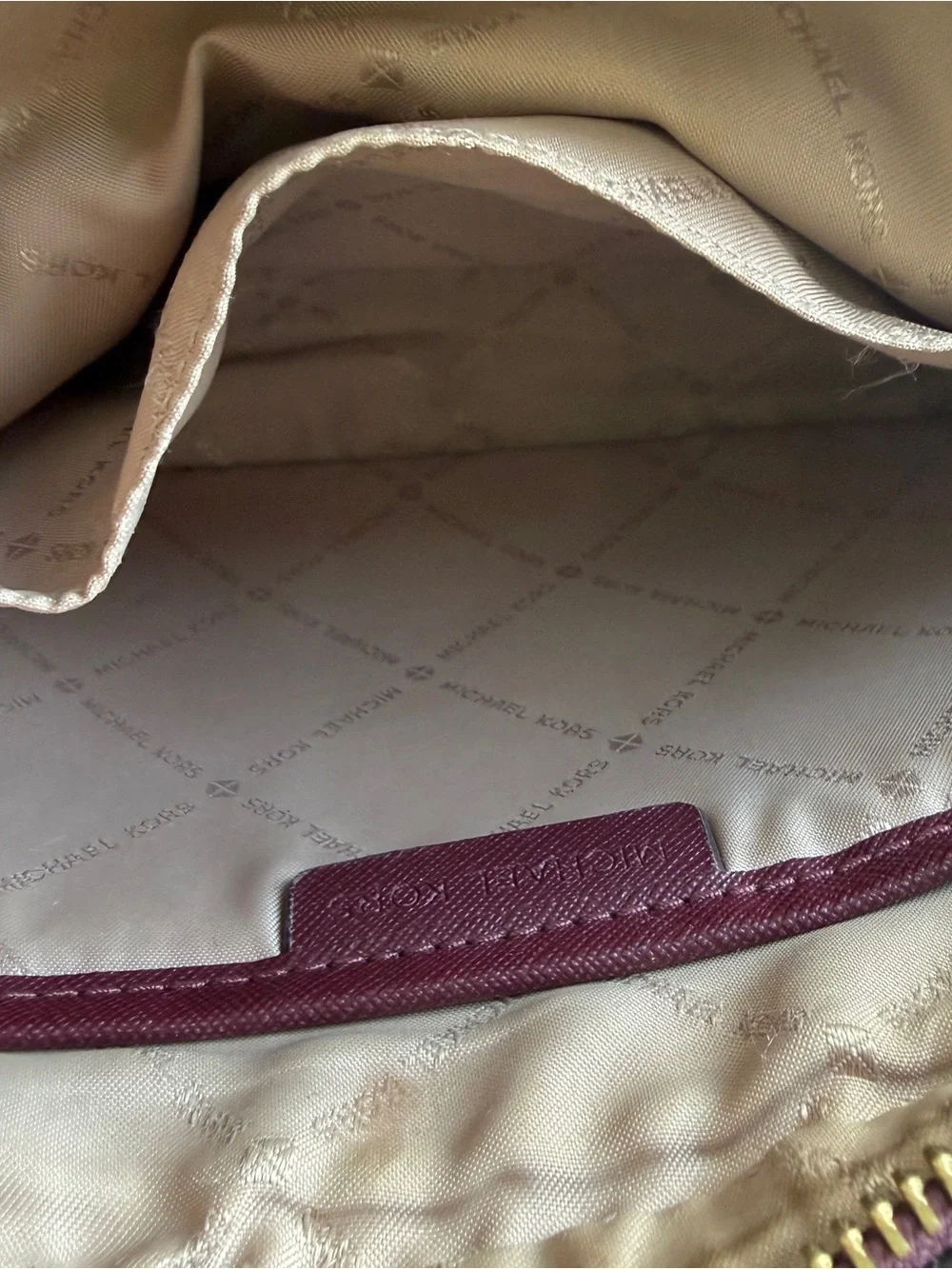 Michael Kors Wine Saffiano Leather Crossbody with Gold Hardware